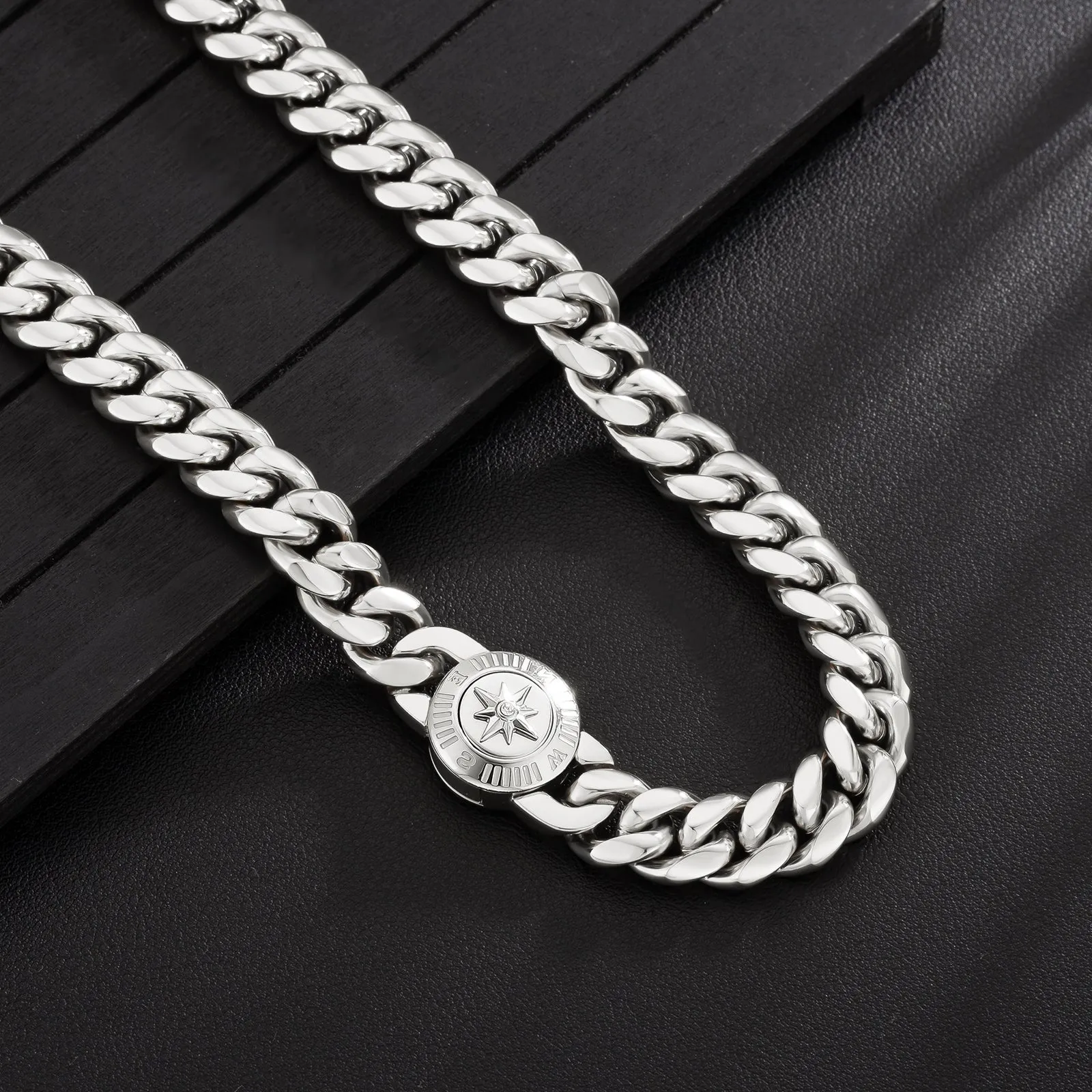 【NEW】12mm Miami Cuban Link Chain with Compass Button Clasp