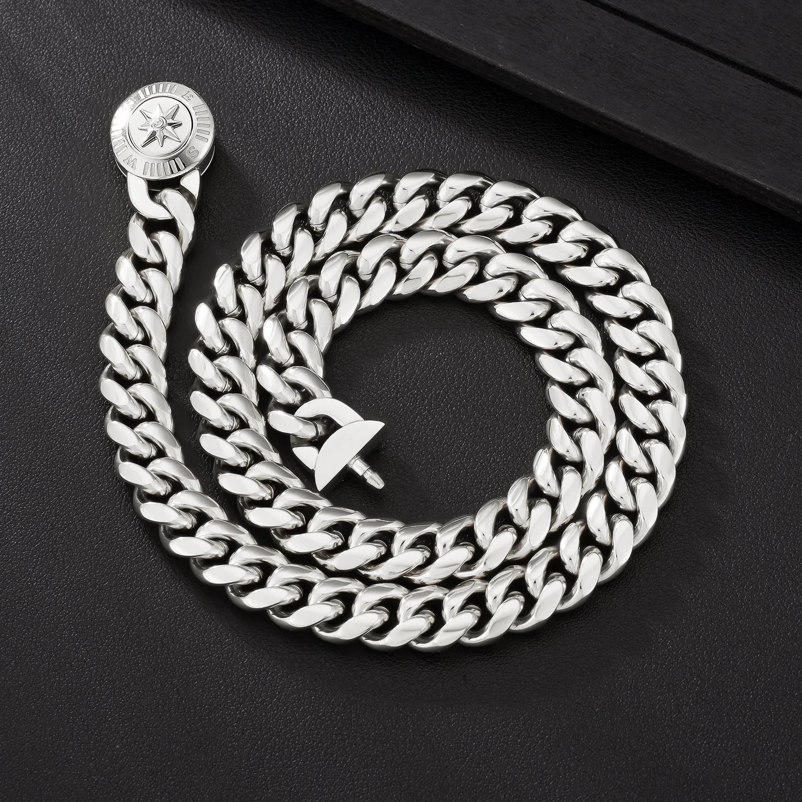 【NEW】12mm Miami Cuban Link Chain with Compass Button Clasp