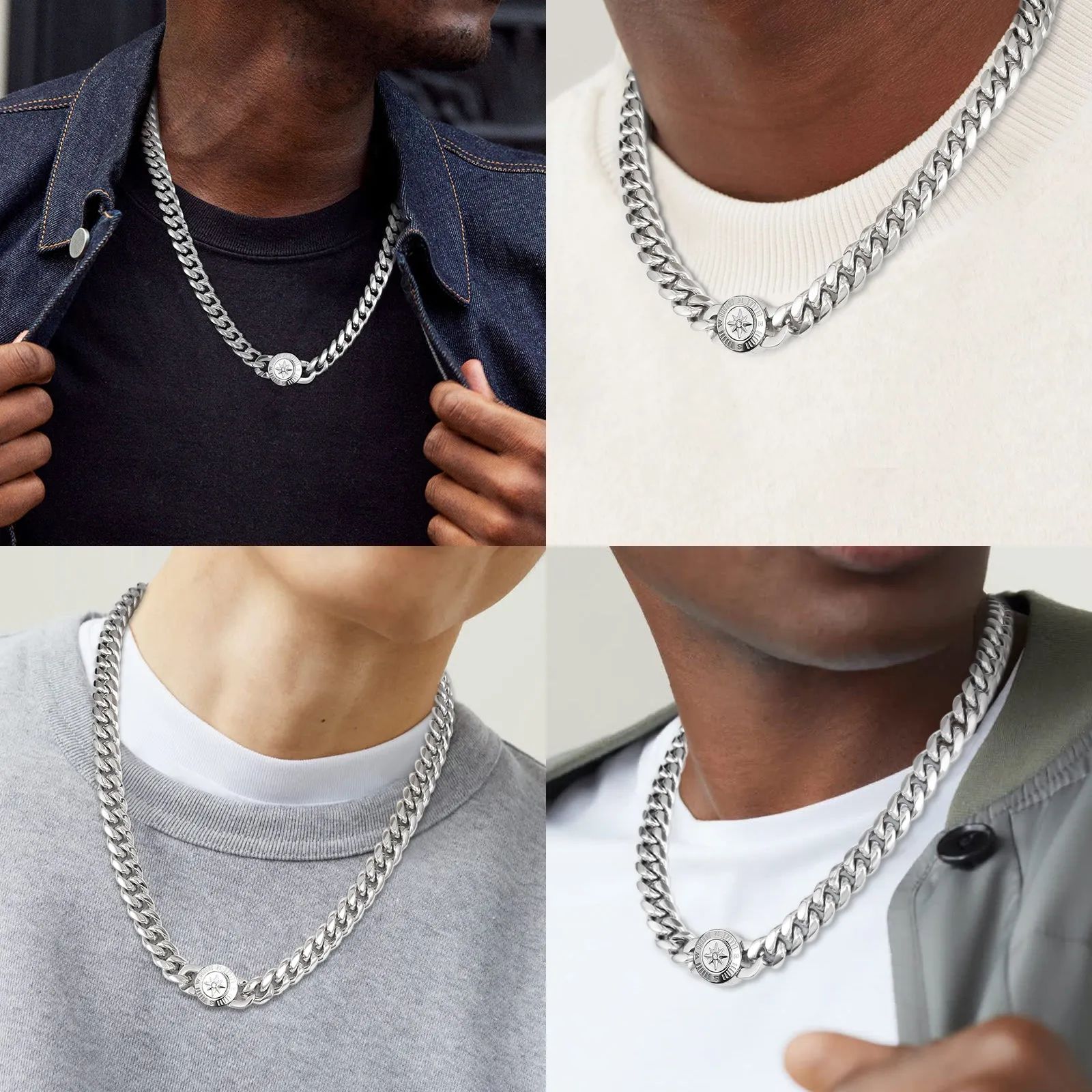 【NEW】12mm Miami Cuban Link Chain with Compass Button Clasp