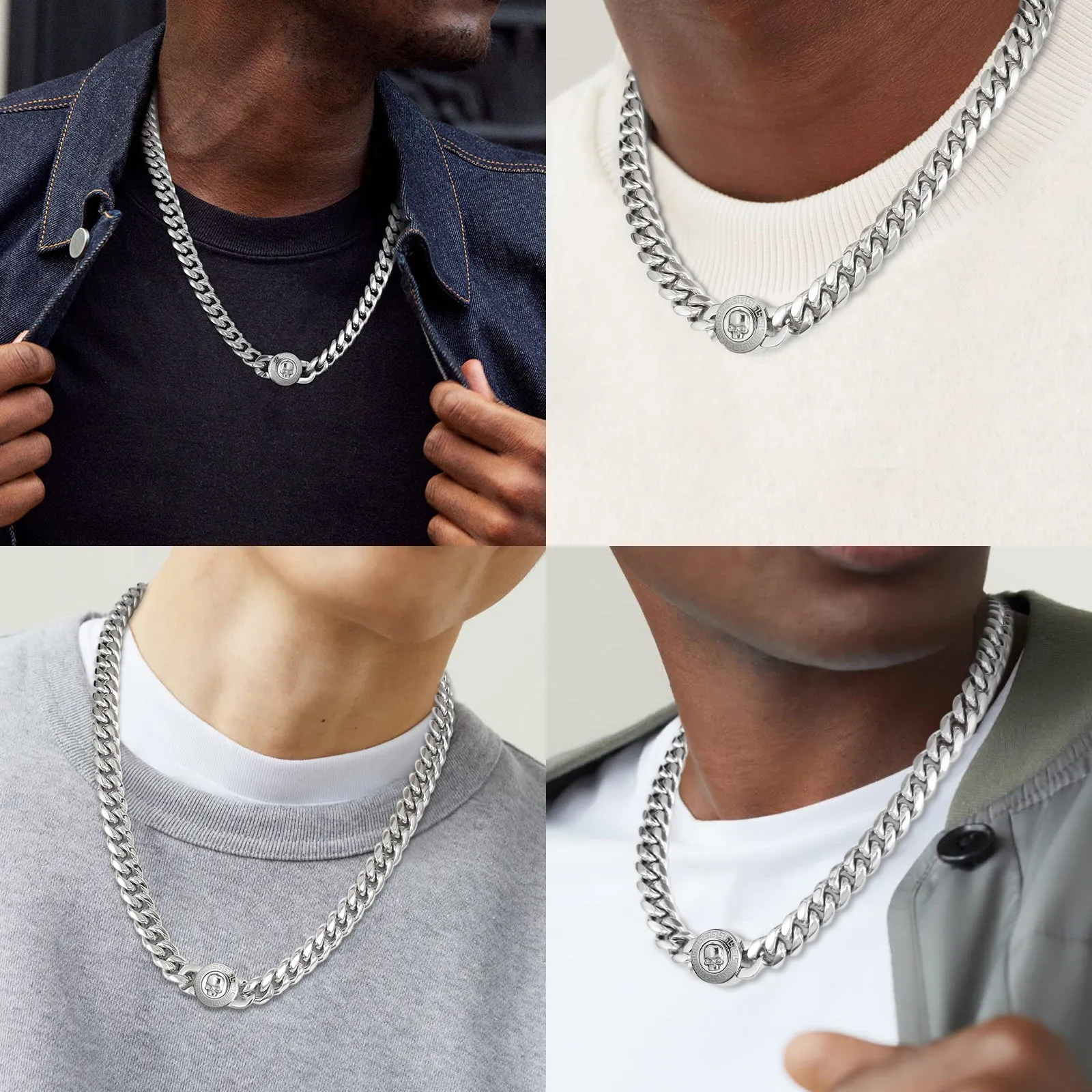 【NEW】12mm Miami Cuban Link Chain with SKULL Button Clasp
