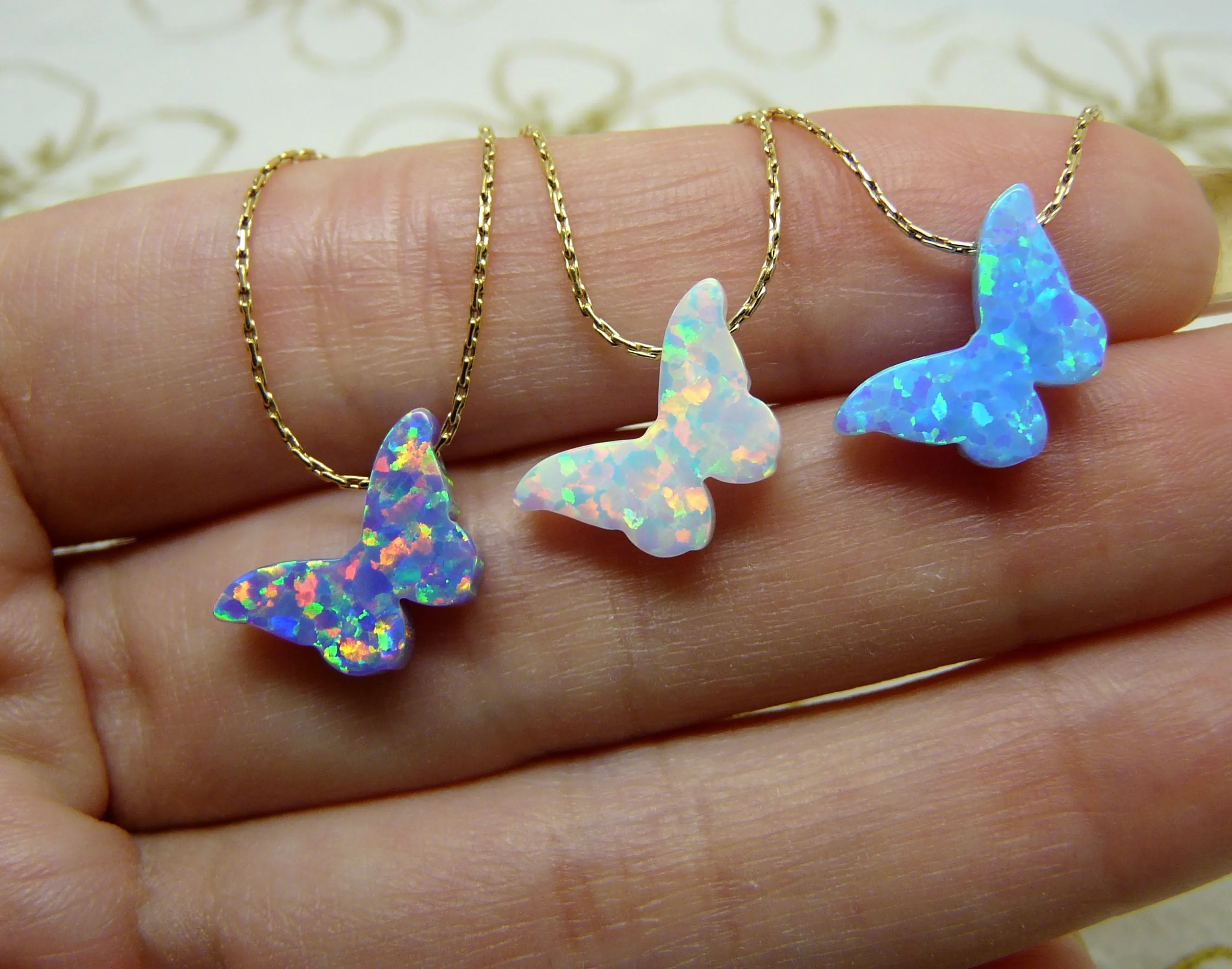 Opal Butterfly Necklace - 12 mesmerizing colors