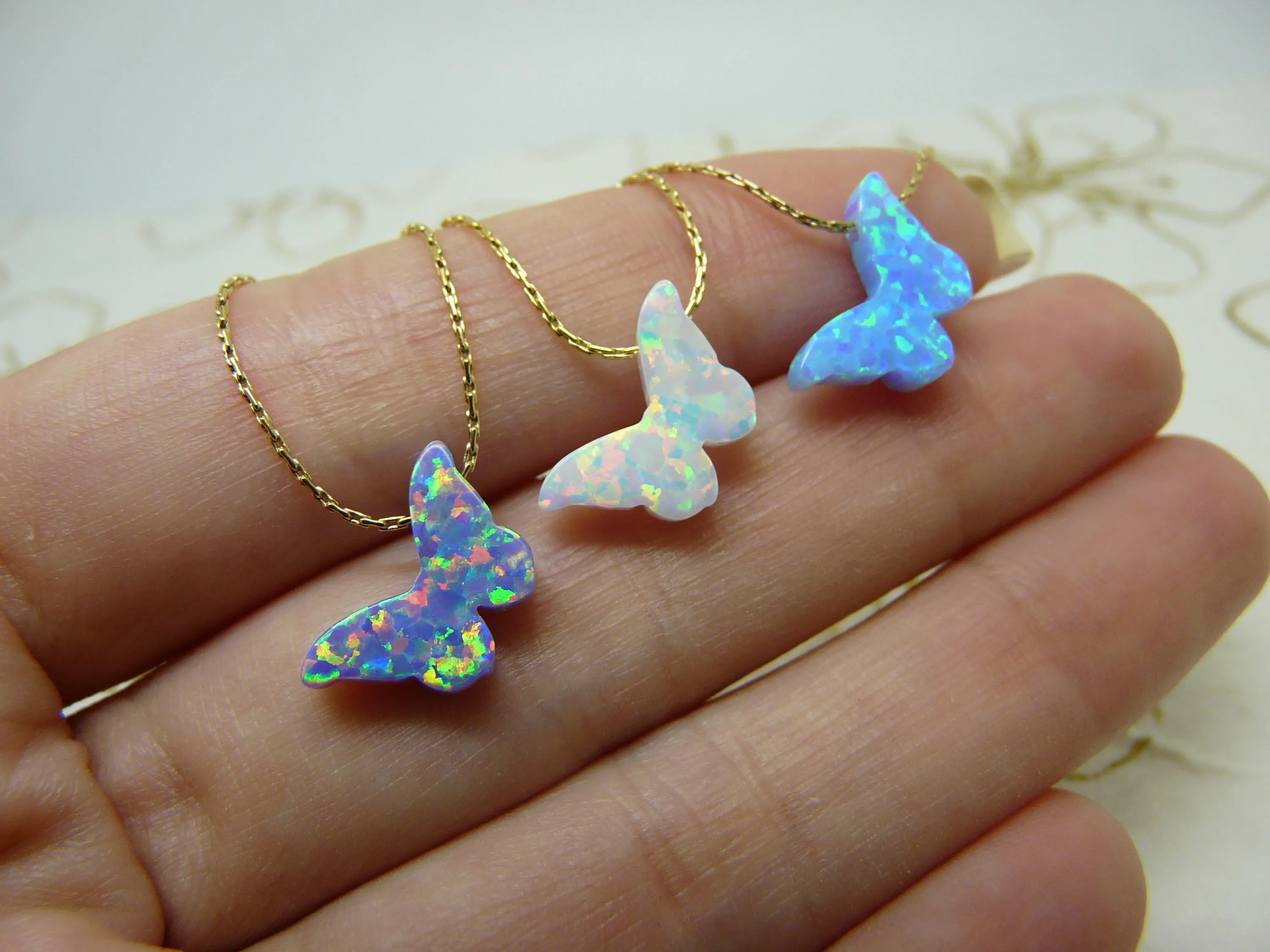 Opal Butterfly Necklace - 12 mesmerizing colors
