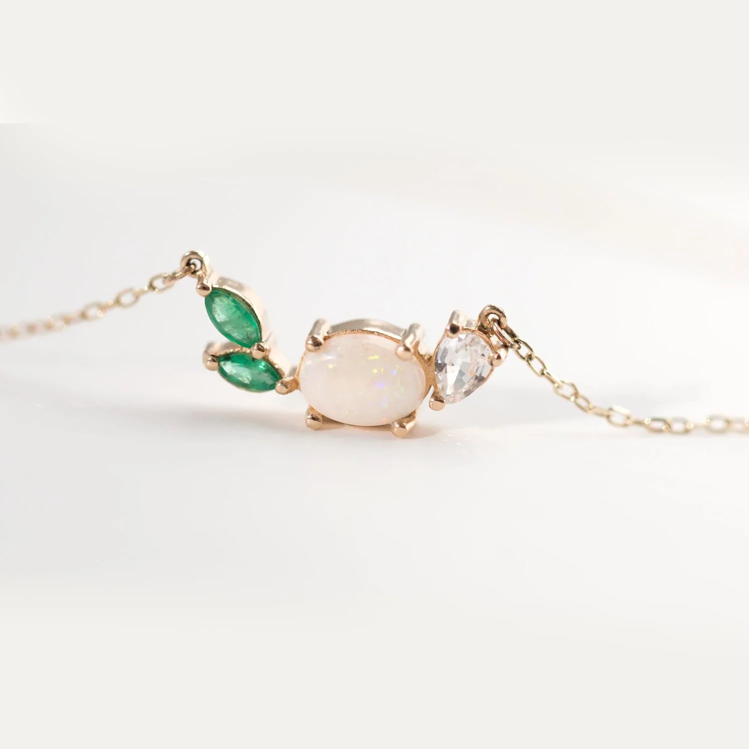 Opal Emerald Cluster Necklace