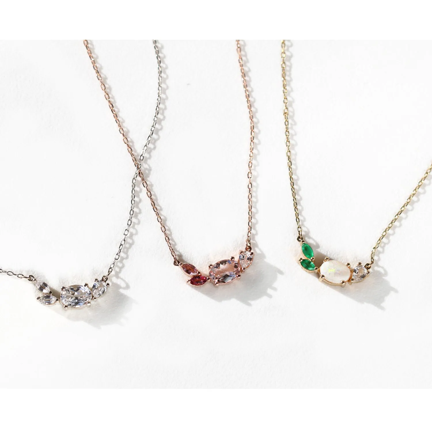 Opal Emerald Cluster Necklace