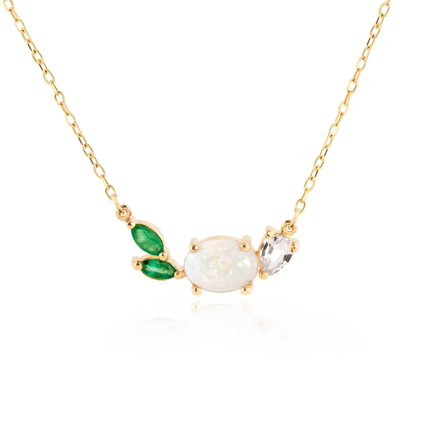 Opal Emerald Cluster Necklace