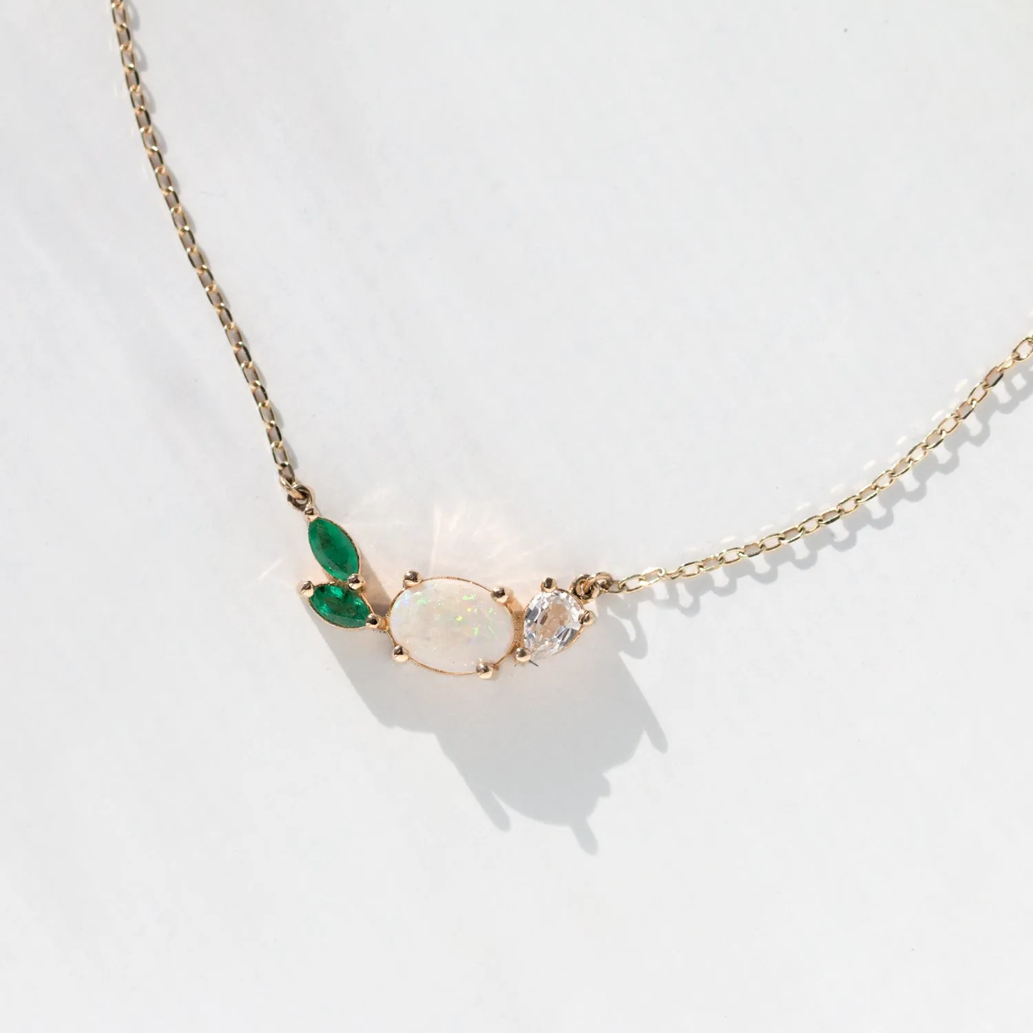 Opal Emerald Cluster Necklace