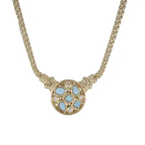 Opalas do Mar Collection - 5 Blue Opal Double Strand Necklace with CZ