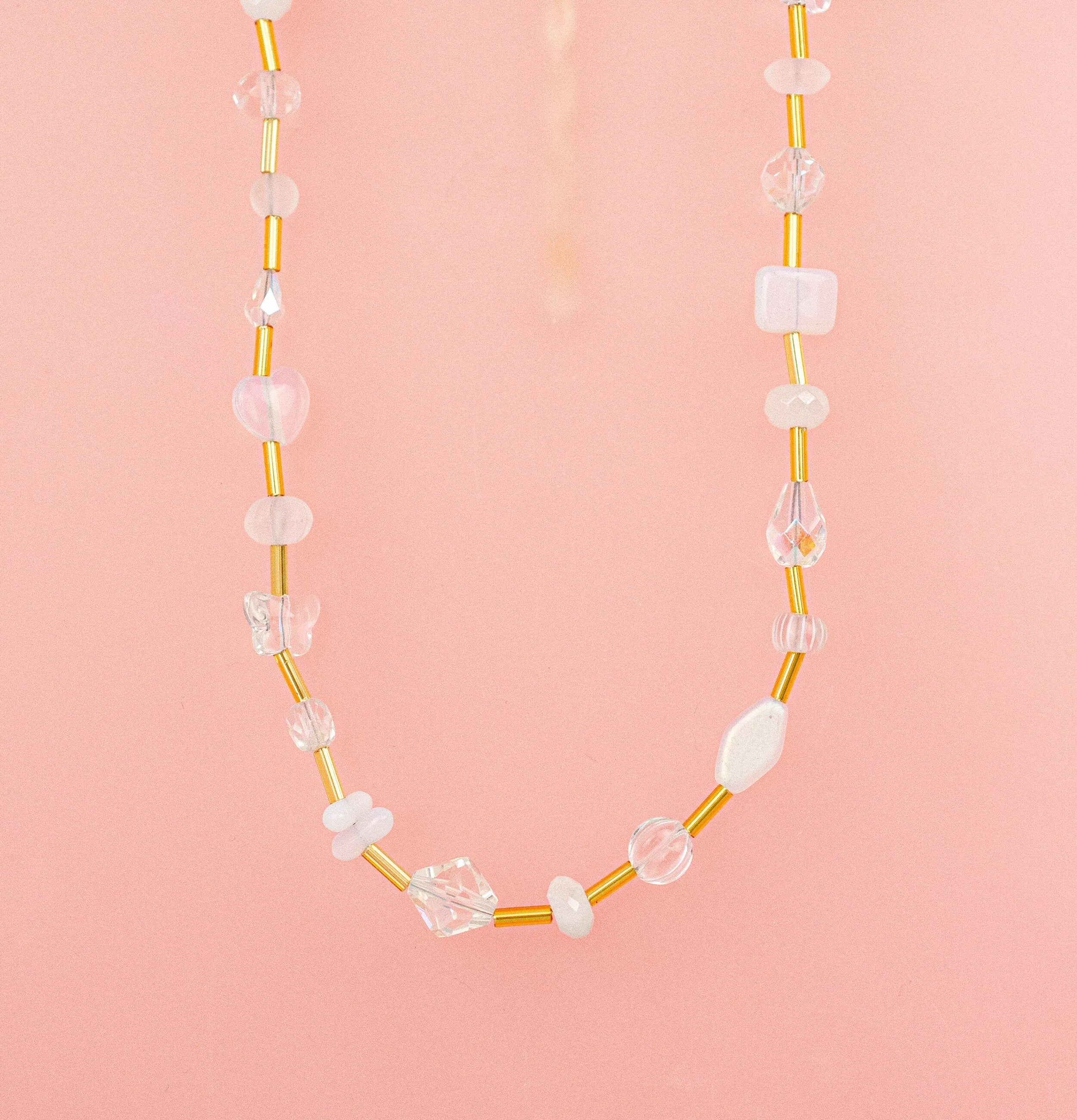 Opalite beaded Necklace, Crystal beaded necklace, butterfly beaded necklace, Ethereal necklace, bridal necklace, crystal statement necklace,