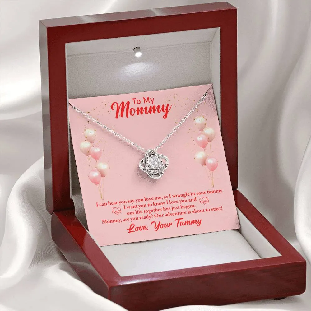 Our adventure is about to start-Love Knot Necklace for Mom to Be