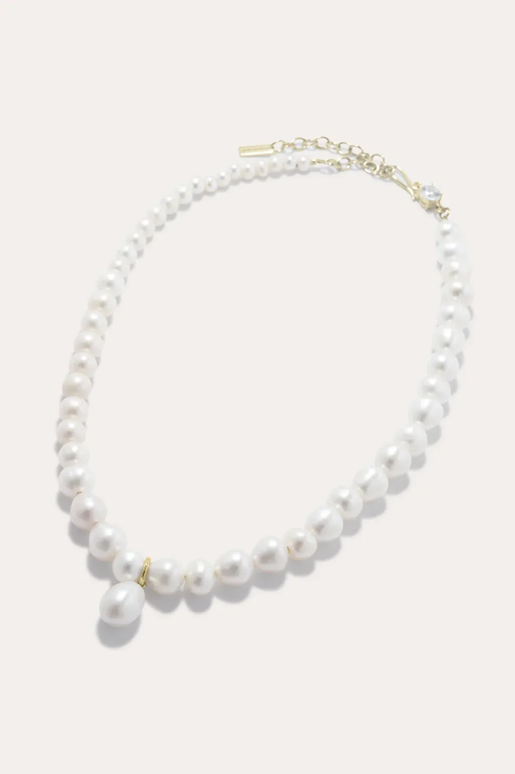 P197 Pearl and zirconia recycled gold vermeil necklace