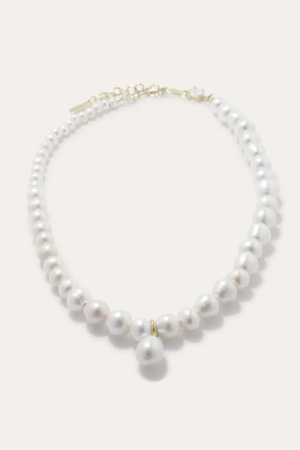 P197 Pearl and zirconia recycled gold vermeil necklace