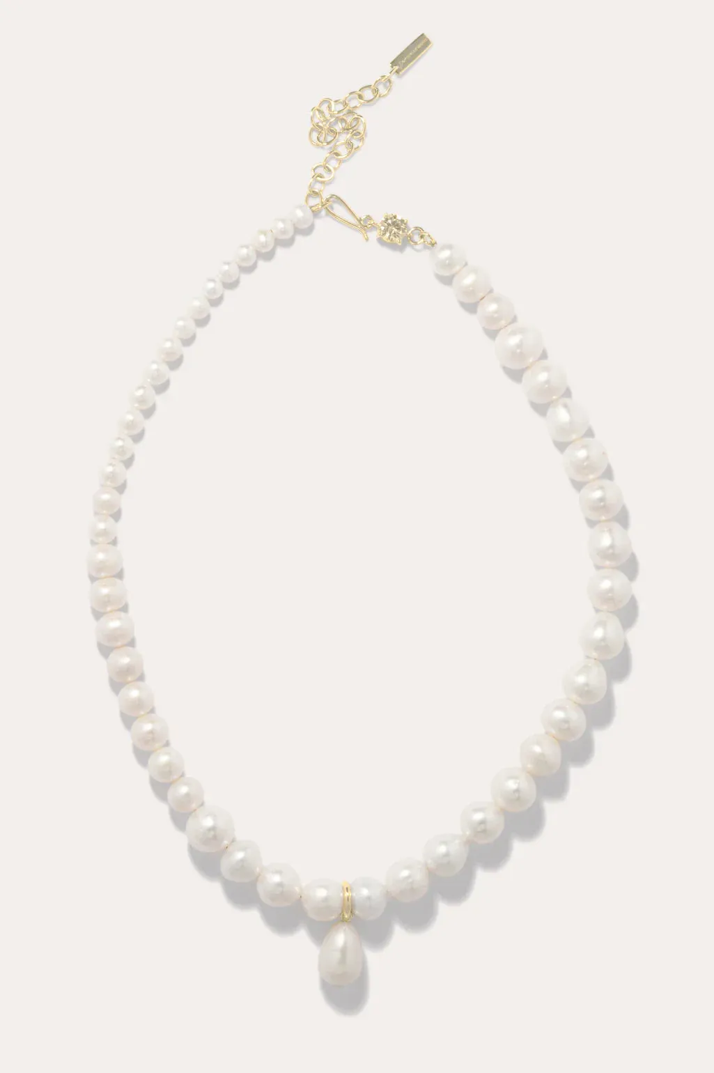 P197 Pearl and zirconia recycled gold vermeil necklace