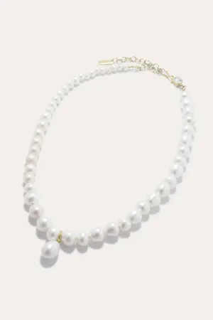 P197 Pearl and zirconia recycled gold vermeil necklace