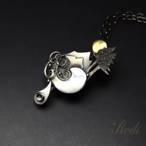 Pacific Sunrise - Fine Silver & 24k Gold Pendant With Topaz