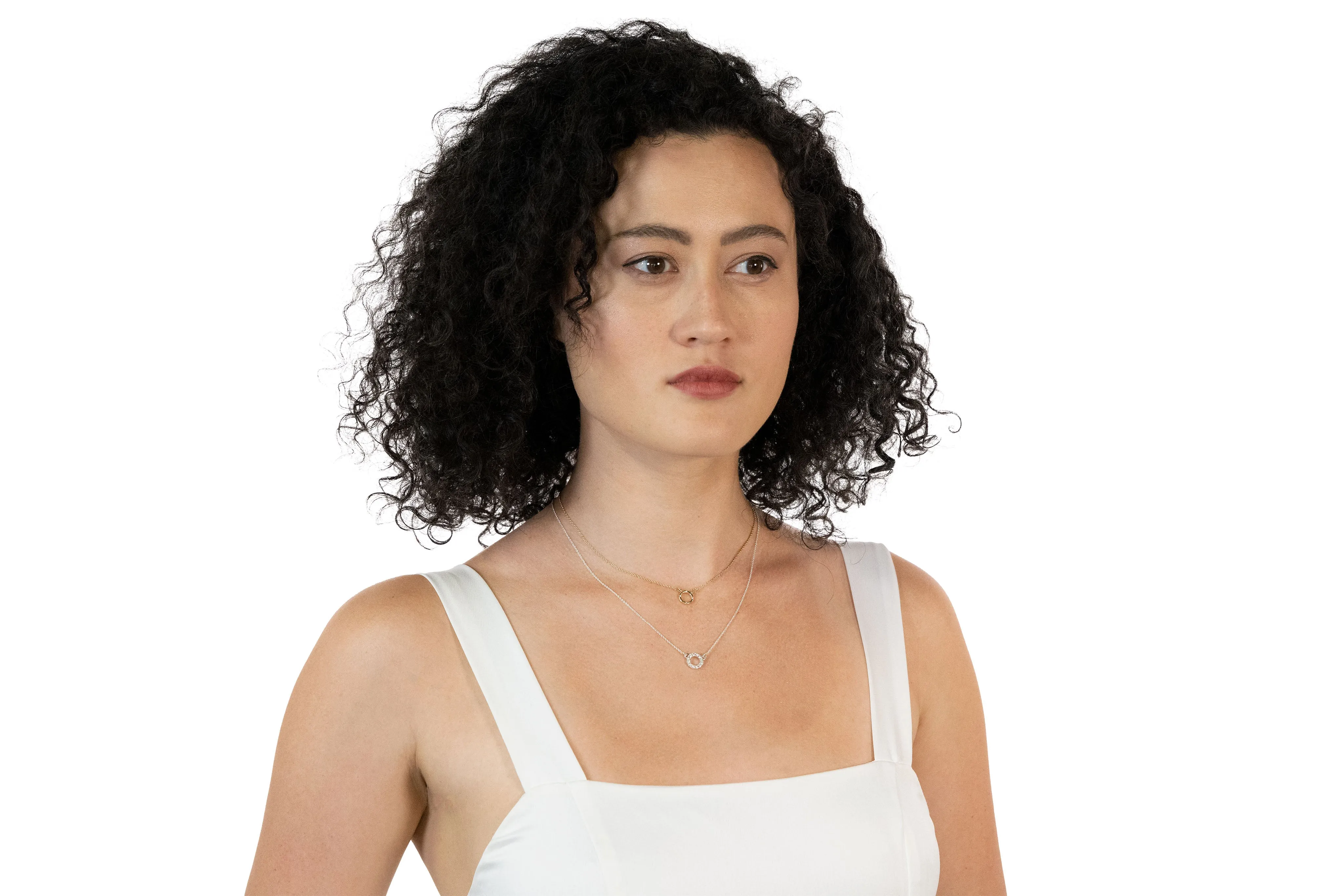 Pave Pendant & Discs Necklace Set