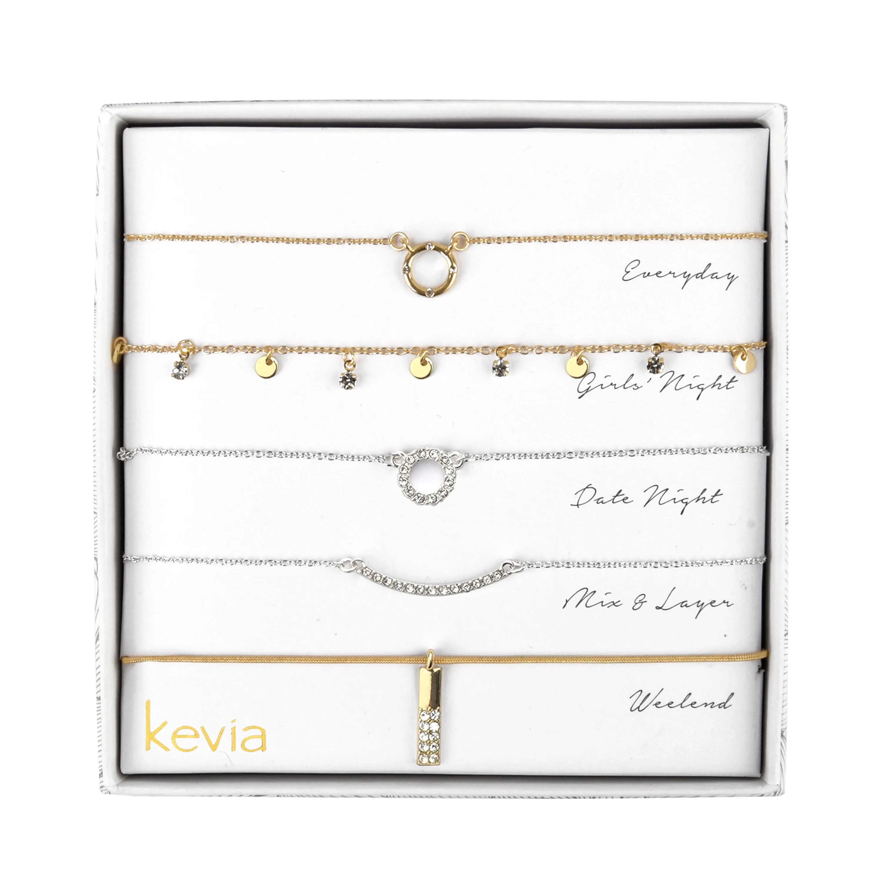 Pave Pendant & Discs Necklace Set