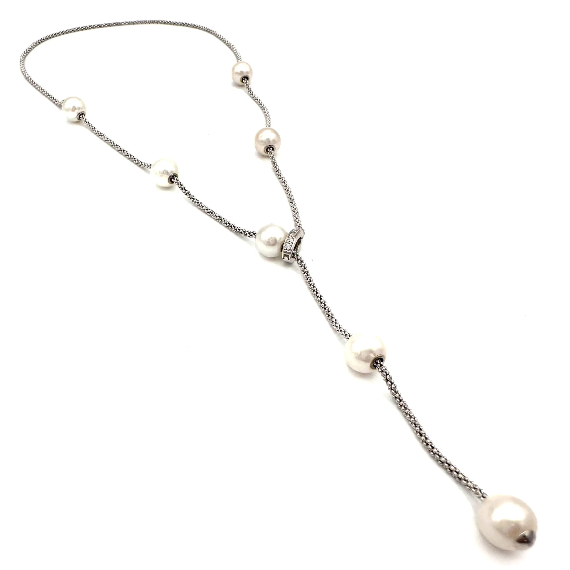 Pearl Lariat Necklace, Sterling Silver