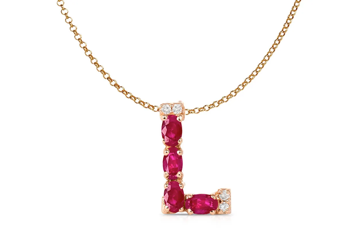 Pendant Letter L Initial 18 kt Gold
