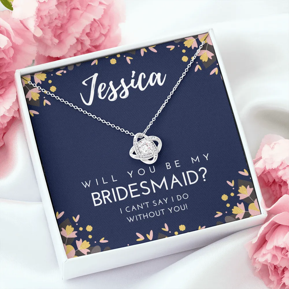 Personalized Bridesmaid Love Knot Necklace