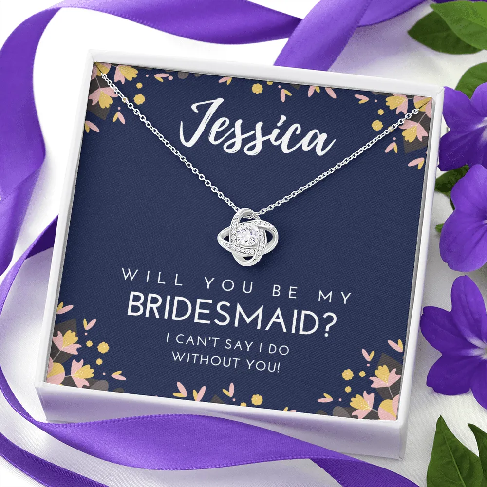 Personalized Bridesmaid Love Knot Necklace
