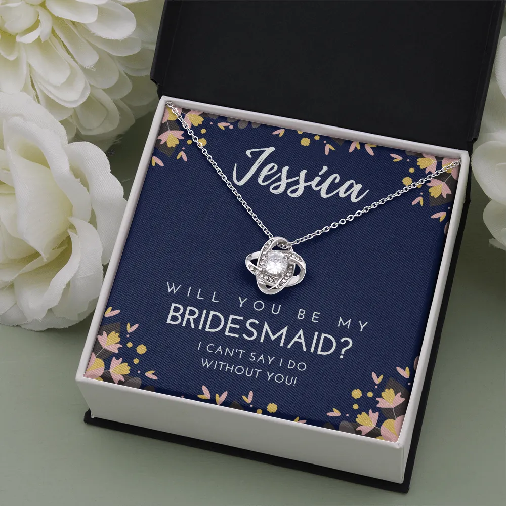 Personalized Bridesmaid Love Knot Necklace