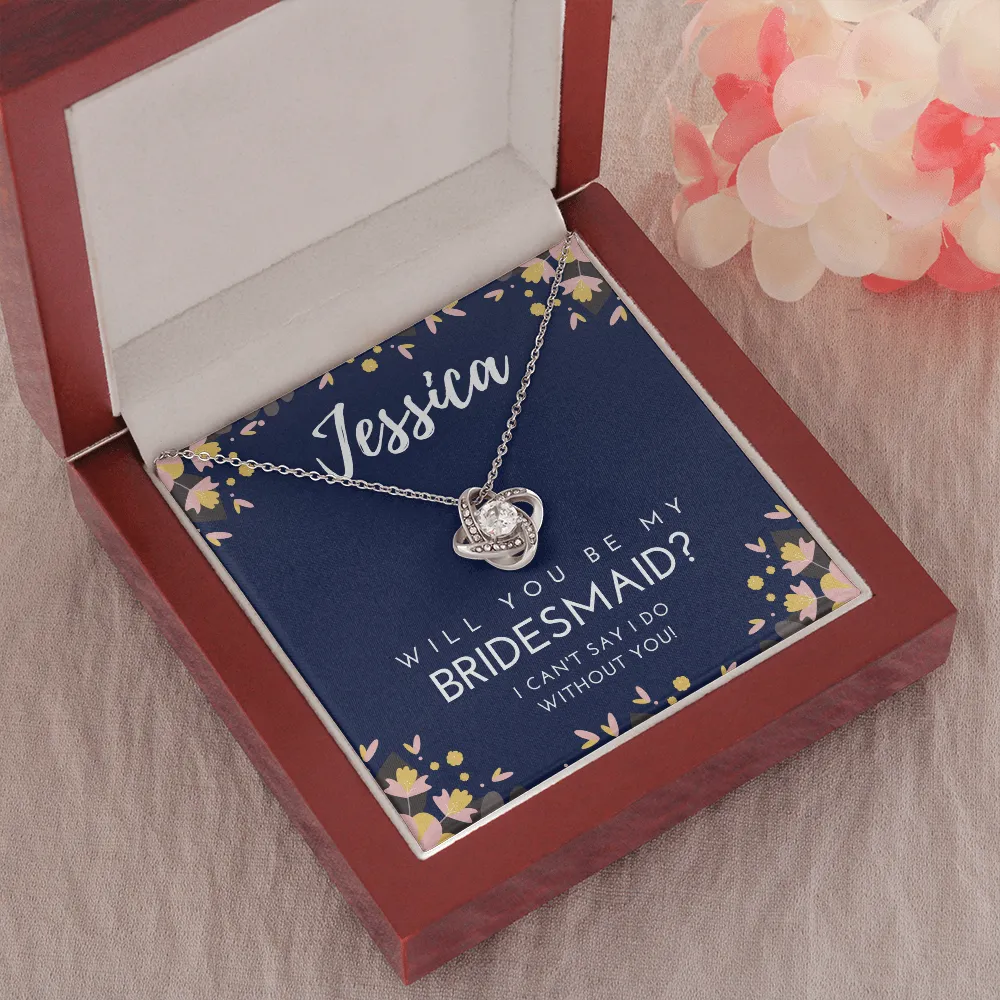 Personalized Bridesmaid Love Knot Necklace