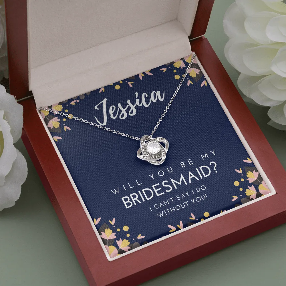 Personalized Bridesmaid Love Knot Necklace