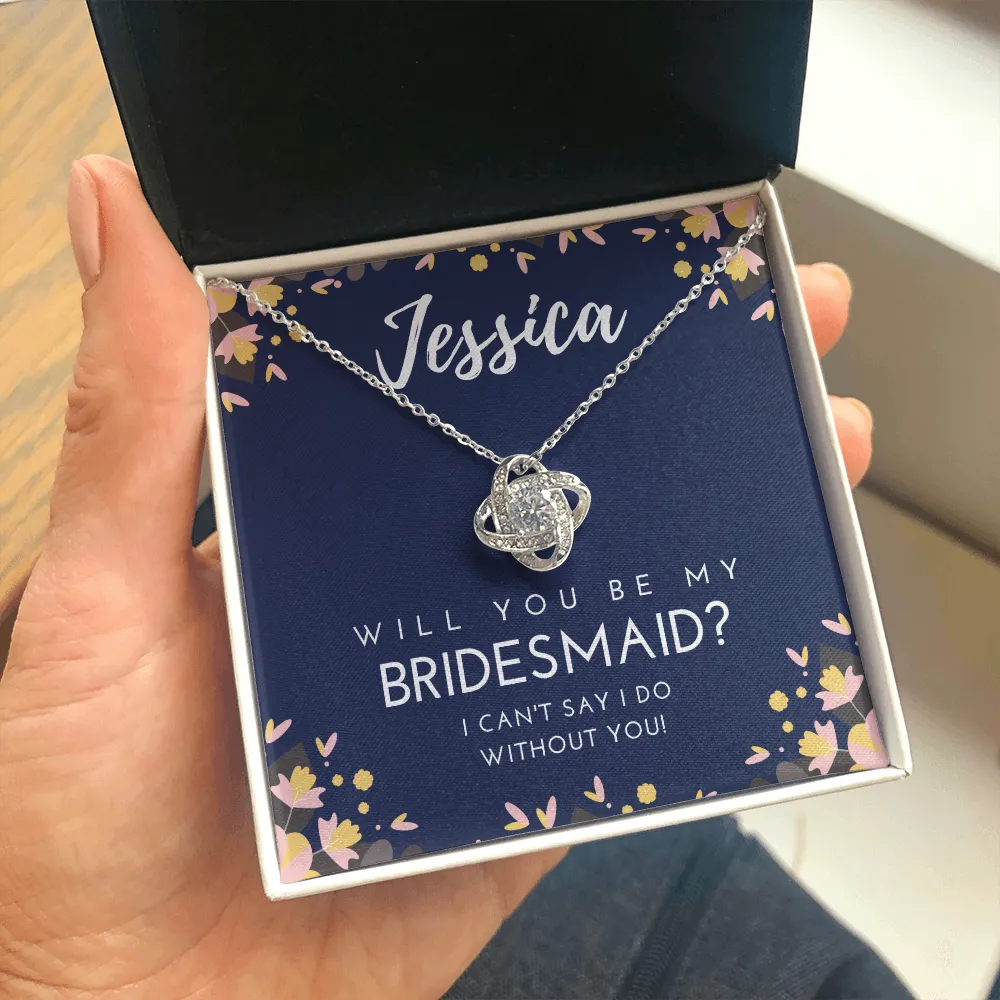Personalized Bridesmaid Love Knot Necklace