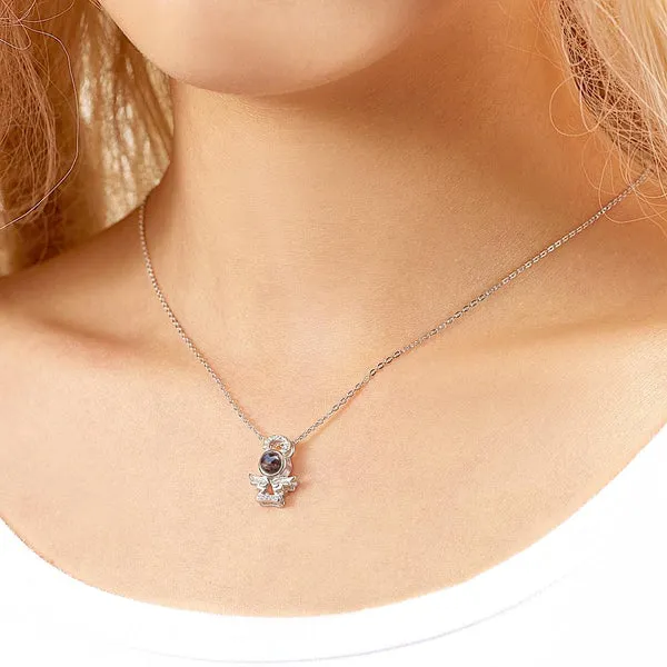 Personalized Guardian Angel Color Photo Projection Necklace