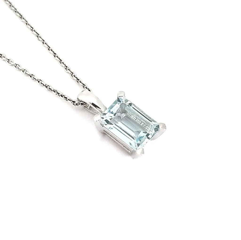 Petite Octagonal Aquamarine Pendant