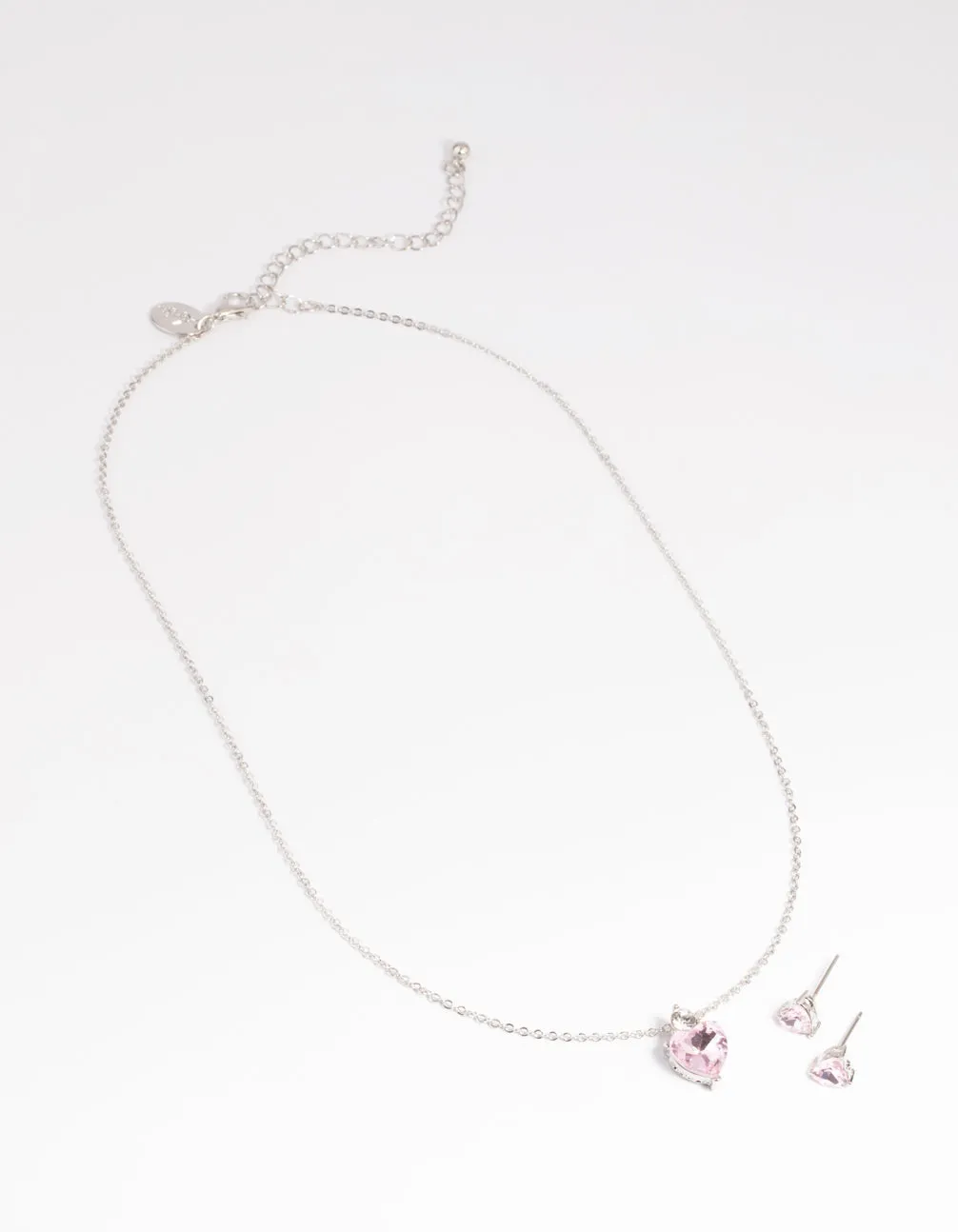 Pink Heart Necklace & Earrings Set