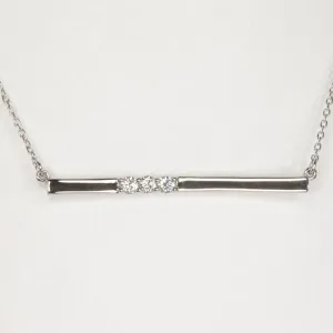 Platinum Bar Necklace with Three Natural Diamonds