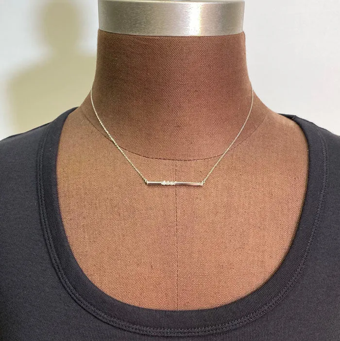 Platinum Bar Necklace with Three Natural Diamonds