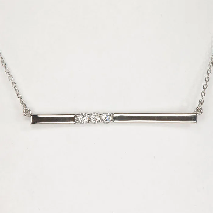 Platinum Bar Necklace with Three Natural Diamonds