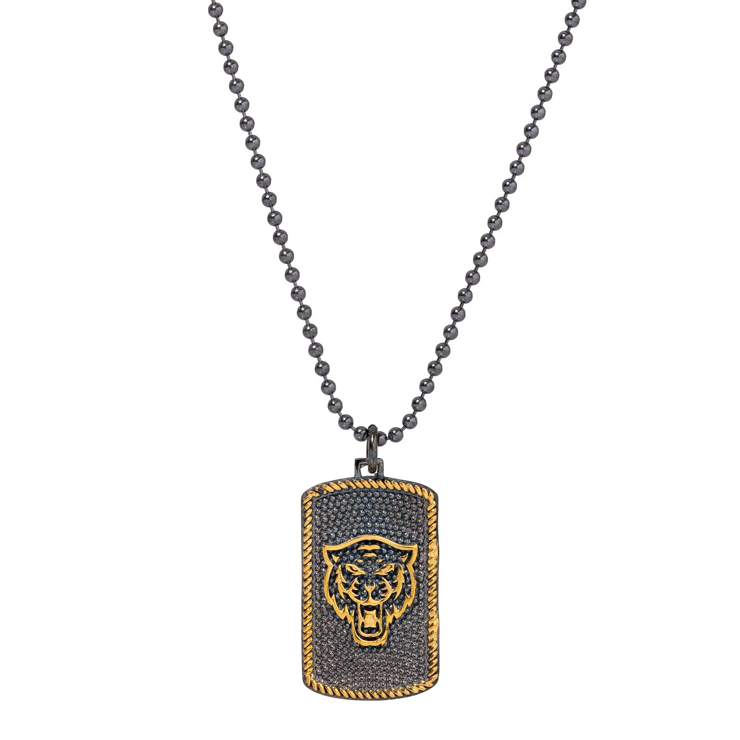 Powerful Lion Medallion Sterling Silver & Gold Chain Necklace