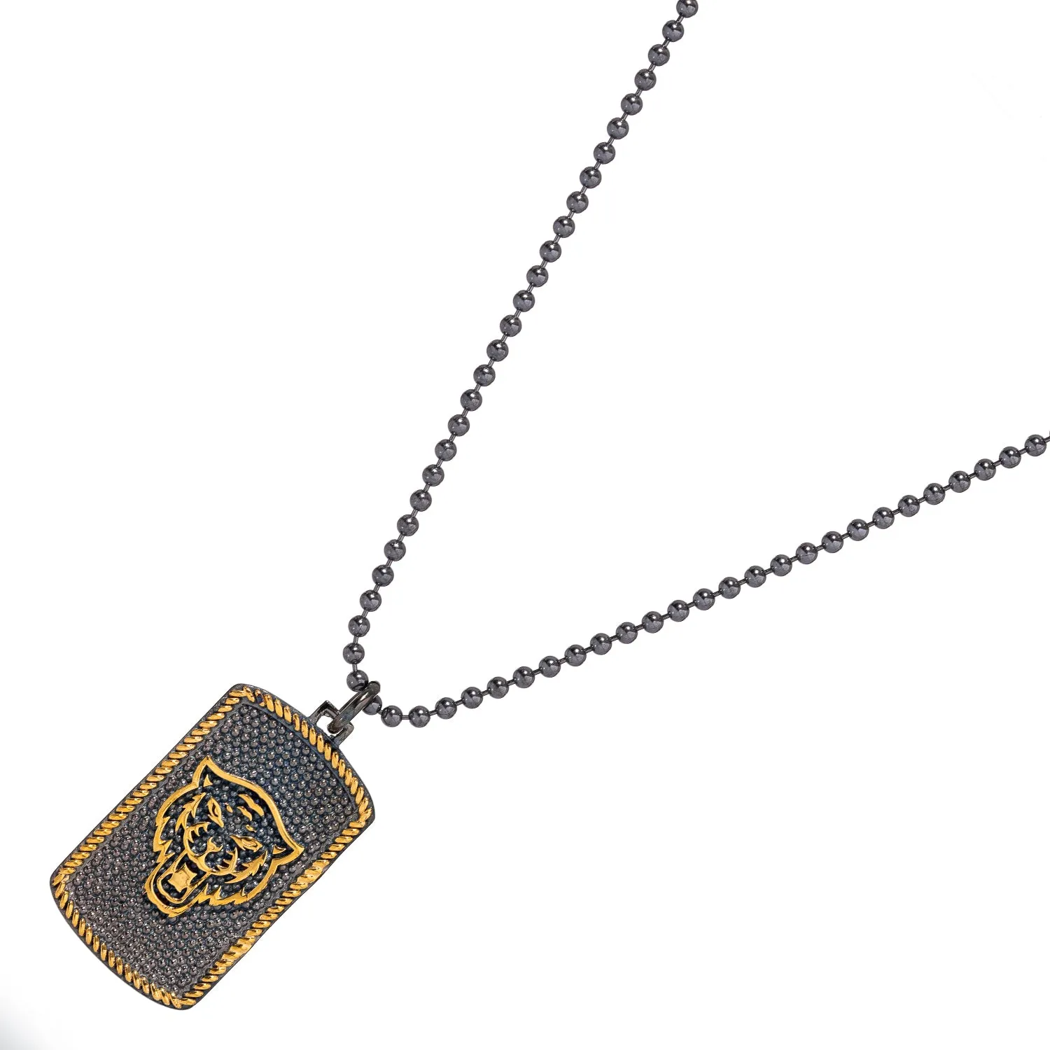 Powerful Lion Medallion Sterling Silver & Gold Chain Necklace
