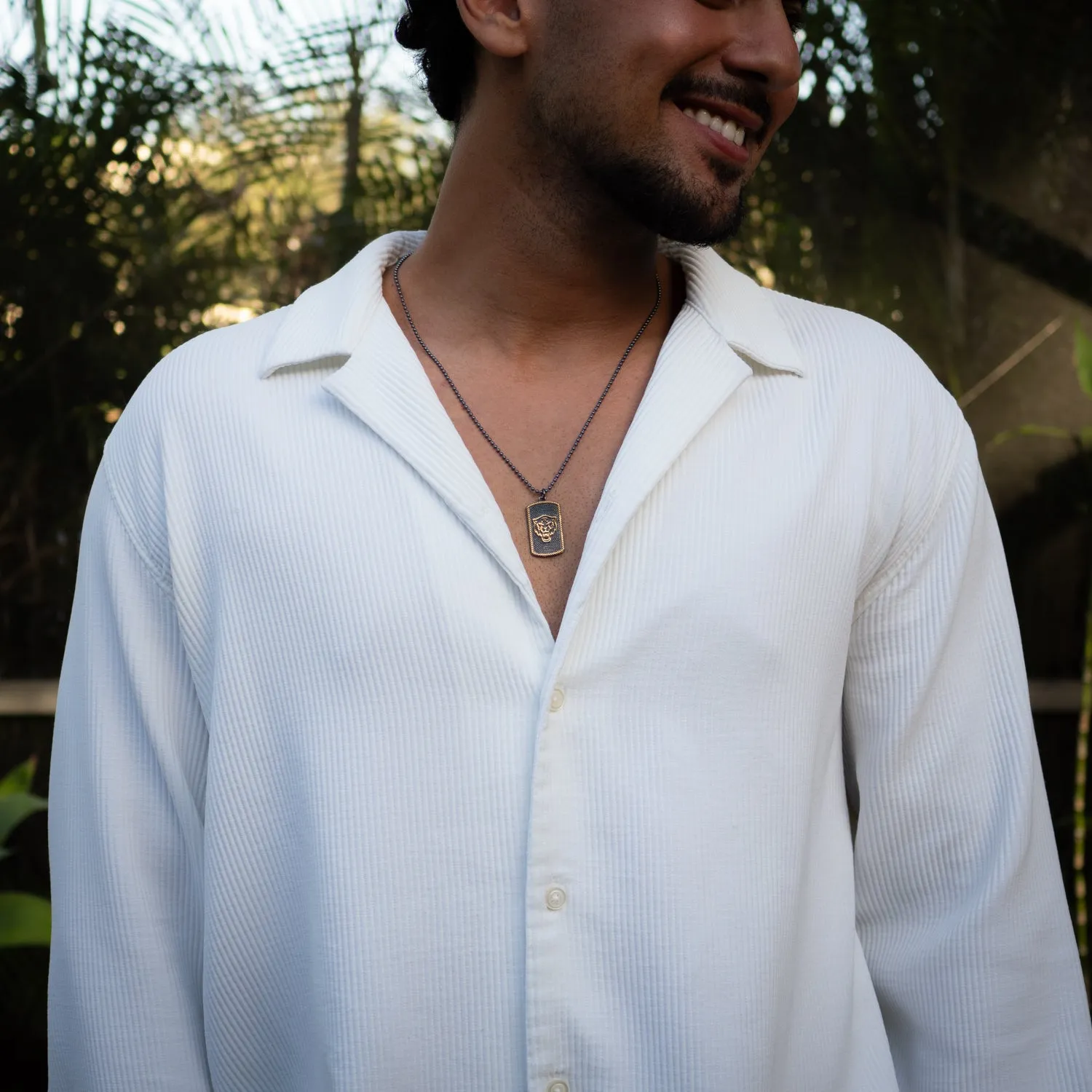 Powerful Lion Medallion Sterling Silver & Gold Chain Necklace