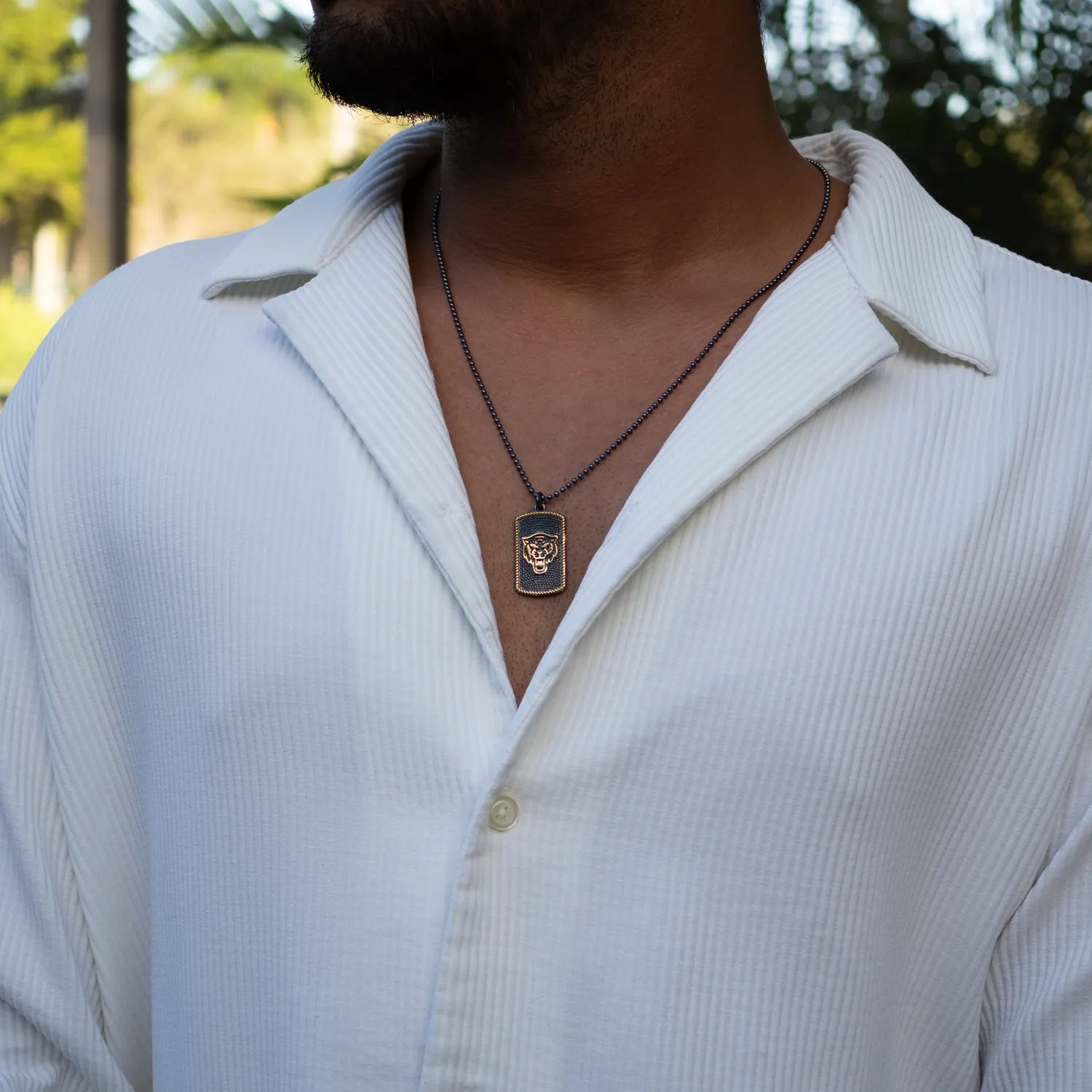Powerful Lion Medallion Sterling Silver & Gold Chain Necklace