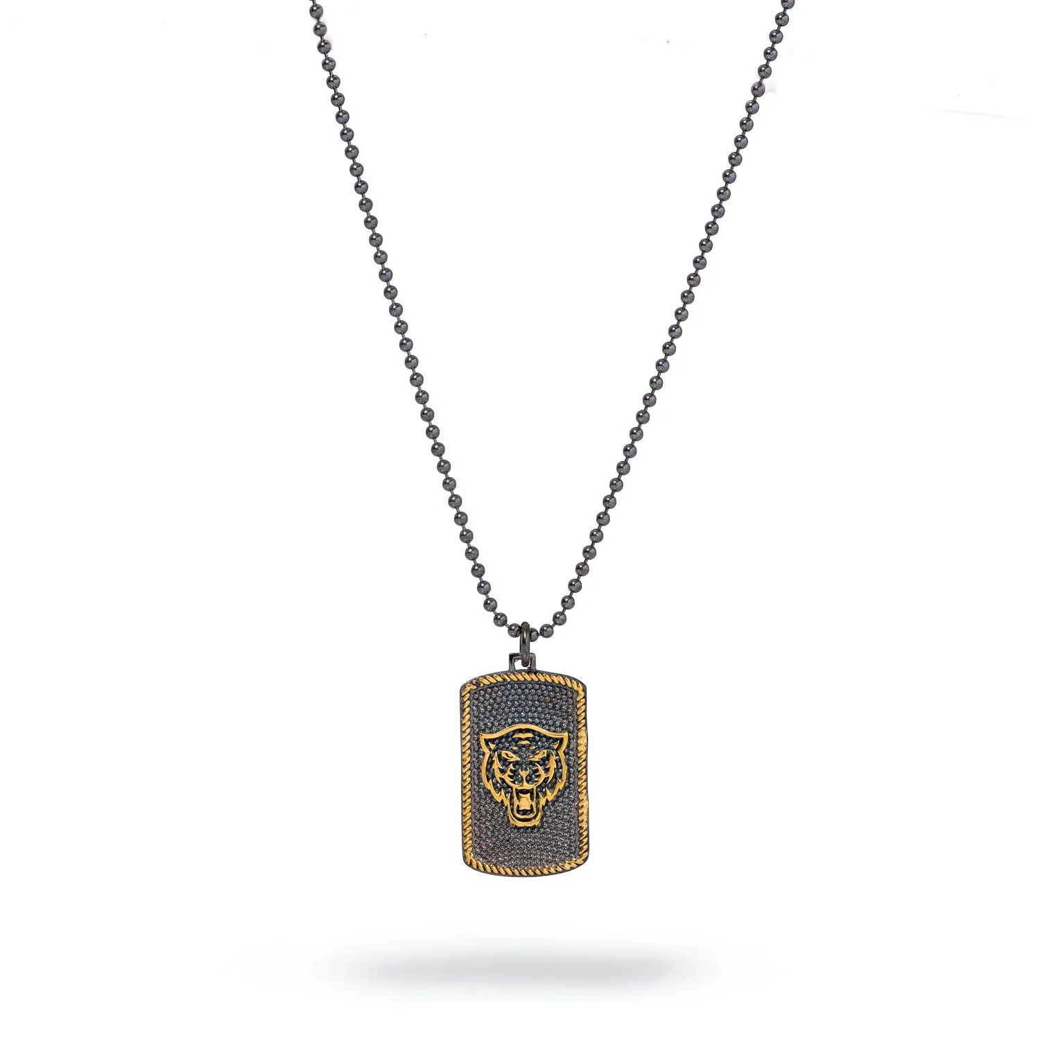 Powerful Lion Medallion Sterling Silver & Gold Chain Necklace