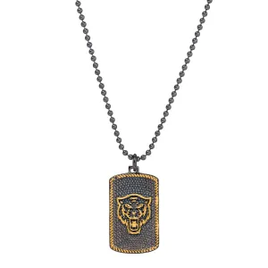 Powerful Lion Medallion Sterling Silver & Gold Chain Necklace
