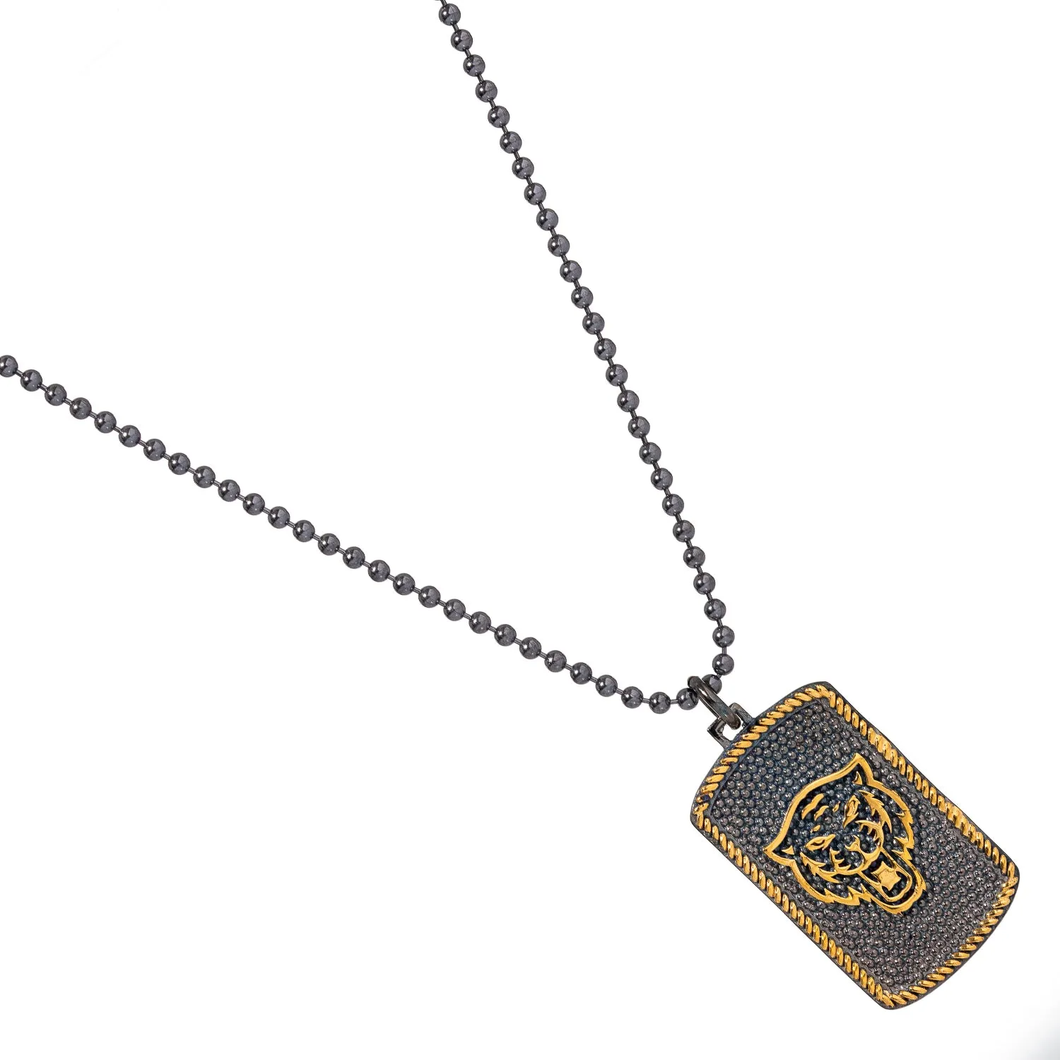 Powerful Lion Medallion Sterling Silver & Gold Chain Necklace