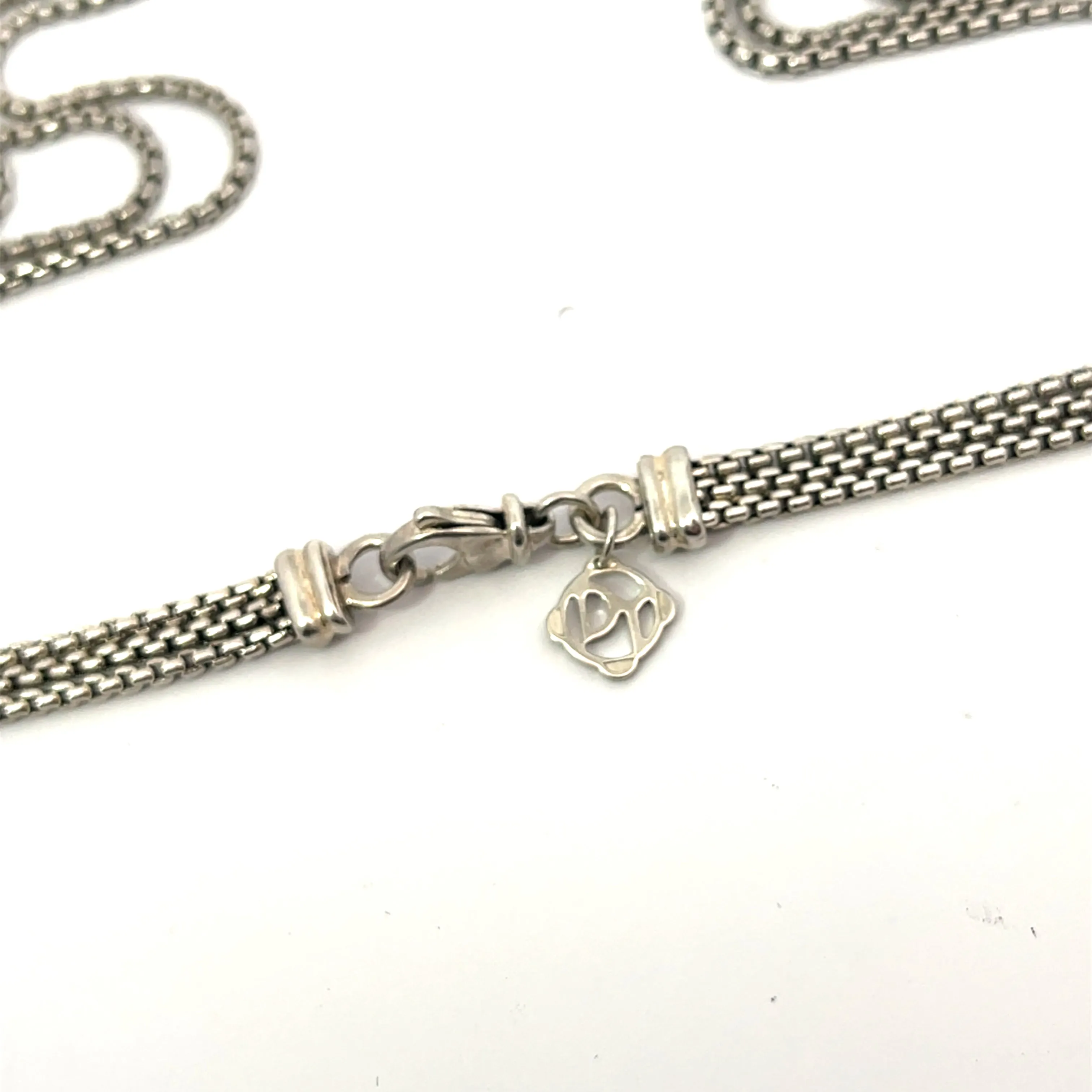 Pre Loved David Yurman 3-Strand Sterling Silver 925/Diamond Lariat Waterfall Tassel Necklace 16"