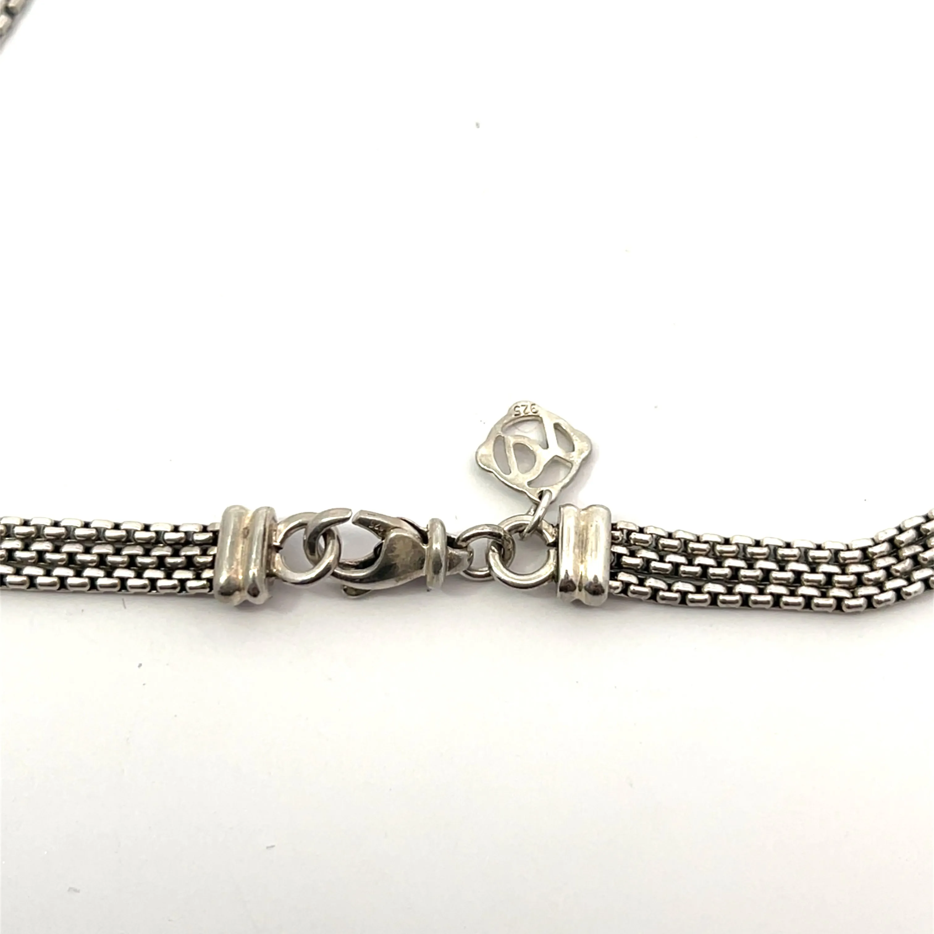 Pre Loved David Yurman 3-Strand Sterling Silver 925/Diamond Lariat Waterfall Tassel Necklace 16"