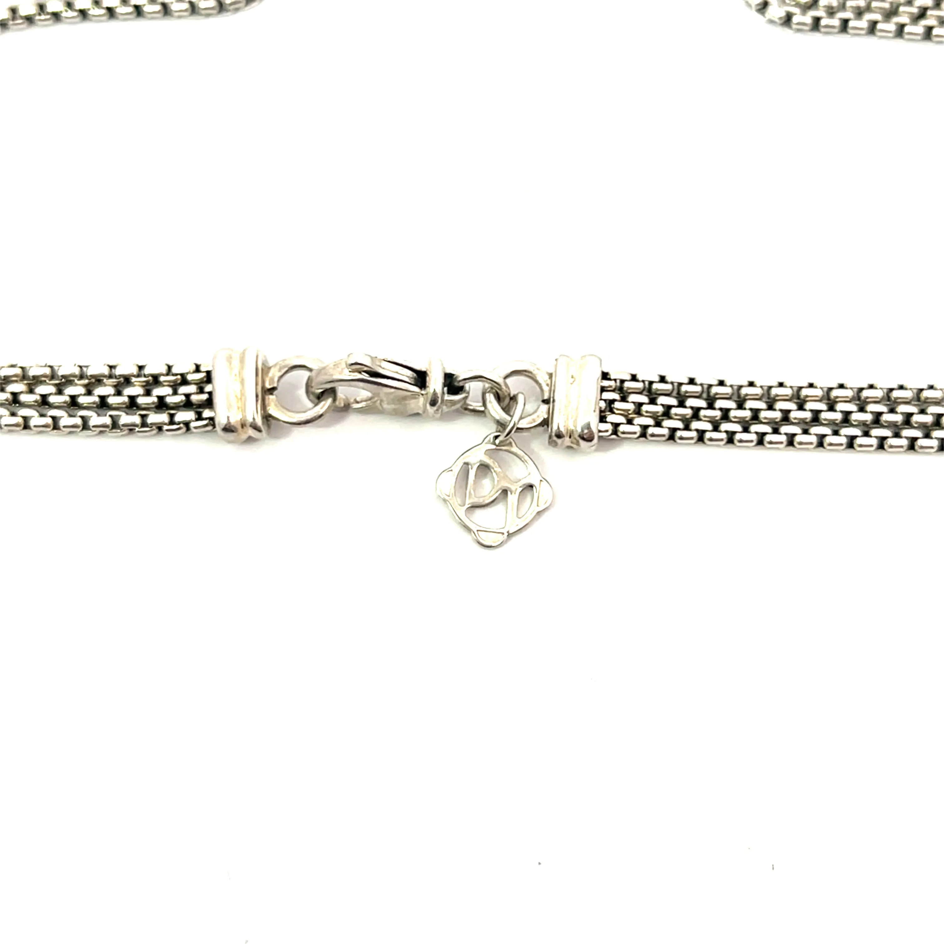 Pre Loved David Yurman 3-Strand Sterling Silver 925/Diamond Lariat Waterfall Tassel Necklace 16"