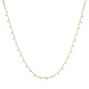Prong Set Diamond Paper Clip Necklace