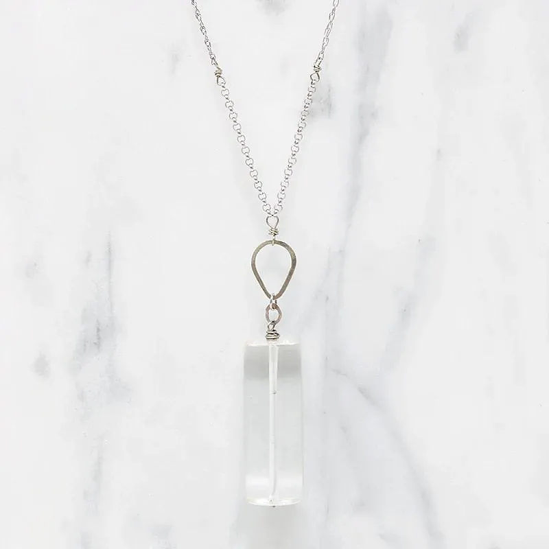 Quartz Crystal Cylinders & White Gold Necklace by brunet