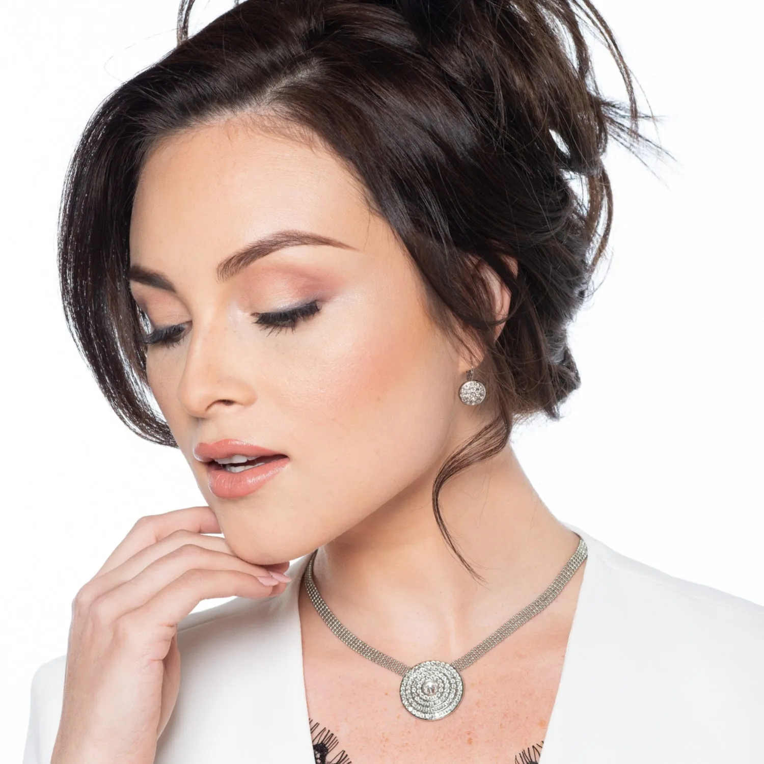 Rachel - Delicate white crystal-set pave earrings