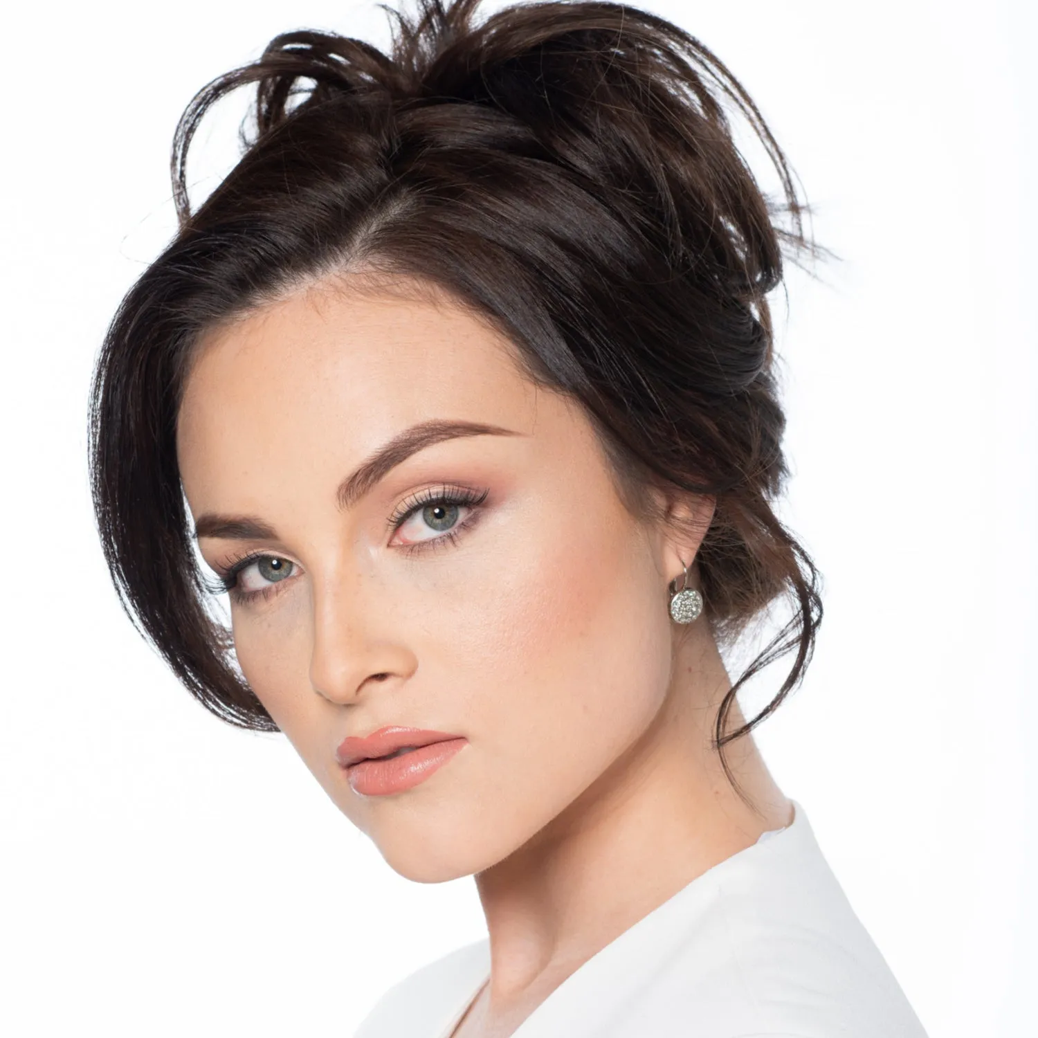 Rachel - Delicate white crystal-set pave earrings