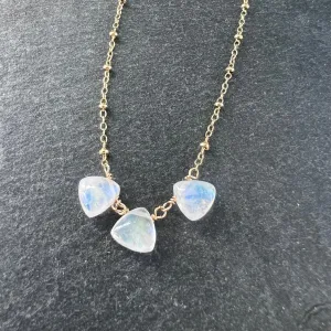 Rainbow Moonstone Triple Necklace