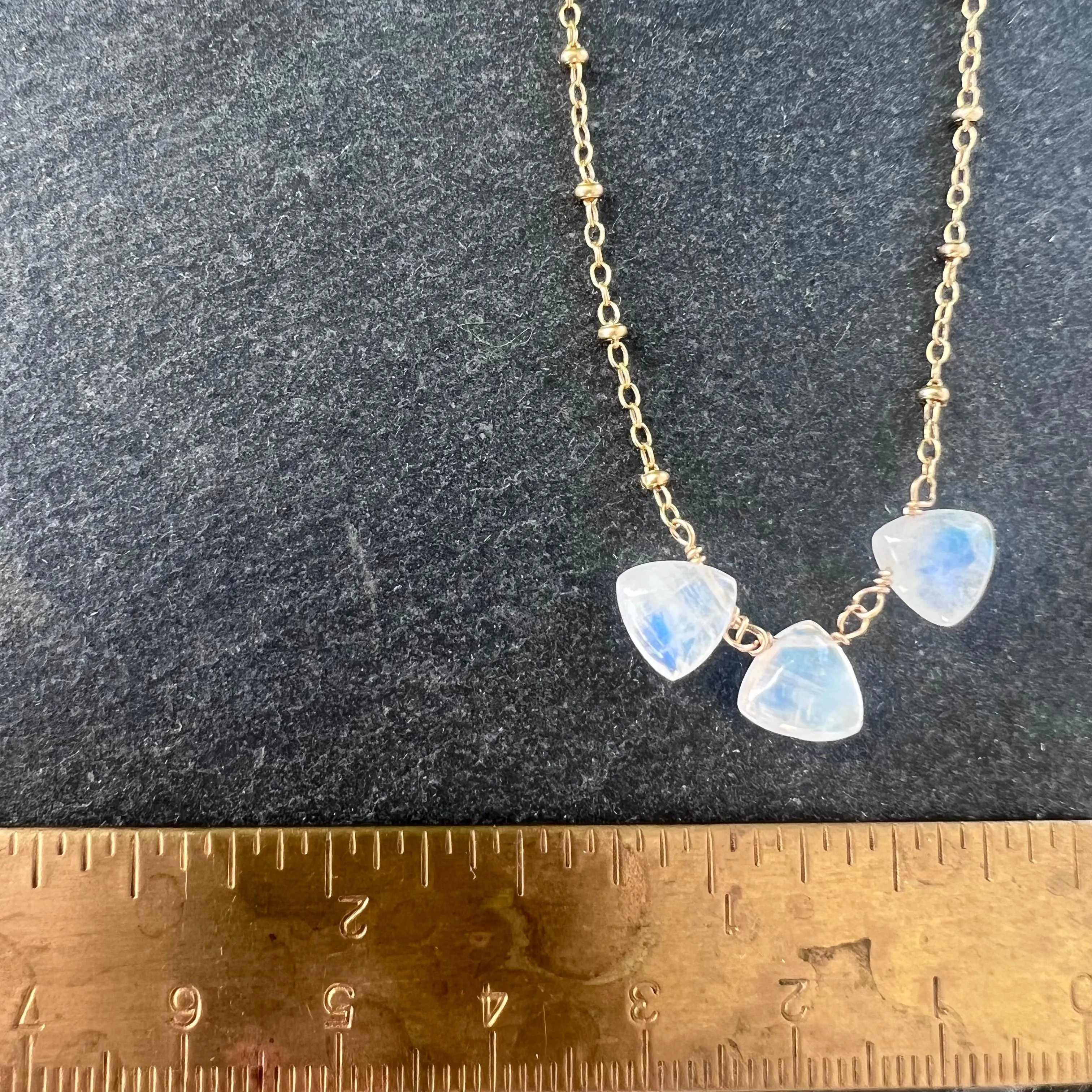 Rainbow Moonstone Triple Necklace